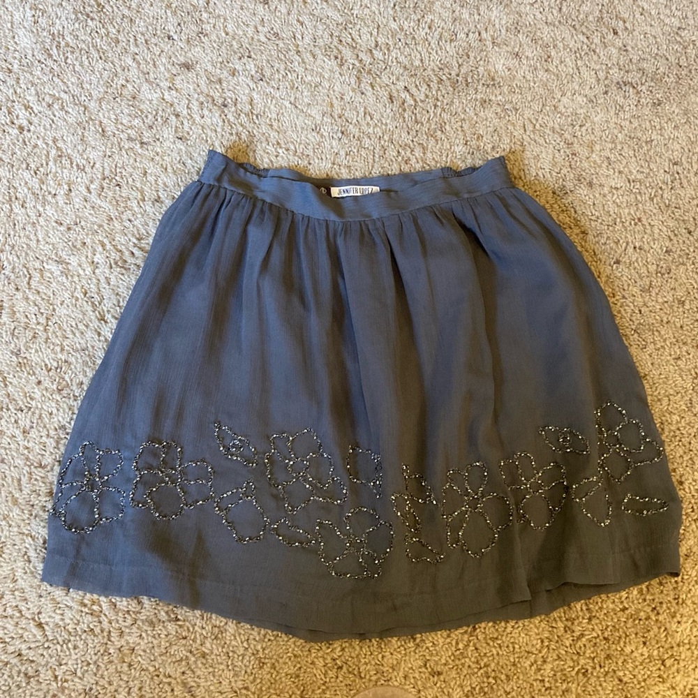 Jennifer Lopez Beautifully Beaded and Lined Mini Skirt in Grey or Gray Small